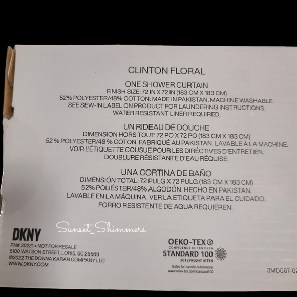 Dkny Watercolor Summer Wild Flower Clinton Floral Fabric Shower Curtain New - Picture 7 of 8